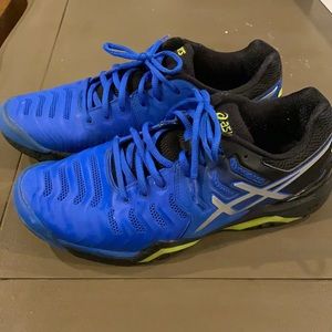 Asics Mens Gel Resolution Blue Black Tennis Shoes